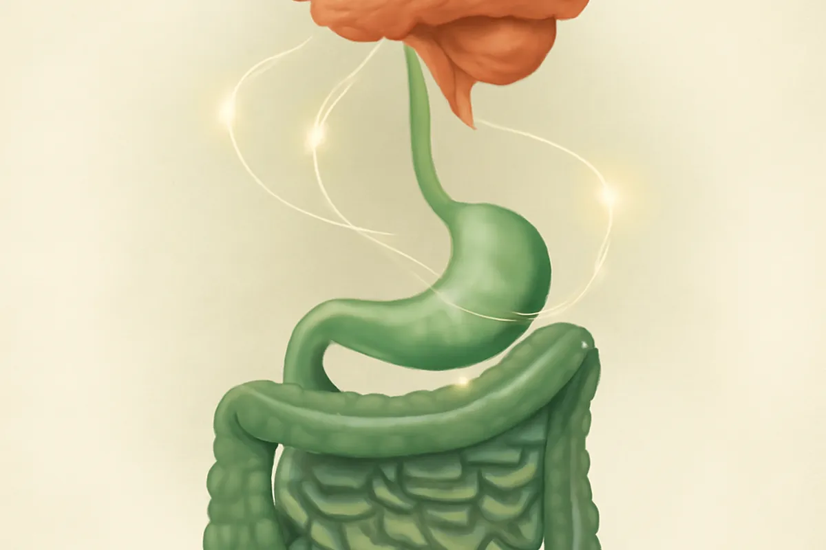 Illustration schématique de l’axe intestin-cerveau reliant le système digestif au cerveau